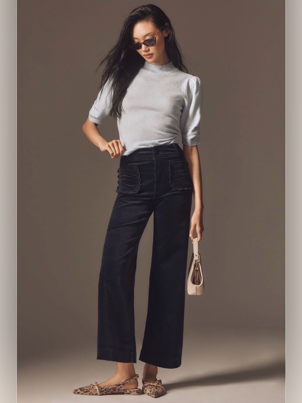 Anthropologie Maeve Colette Corduroy High-Rise Wide-Leg Cropped Pants NWT